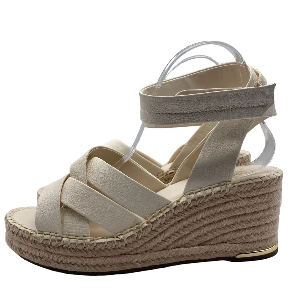 Franco Sarto Sandals Carmina Ivory White Leather Wedge Strappy Casual Size 9 - Picture 12 of 12